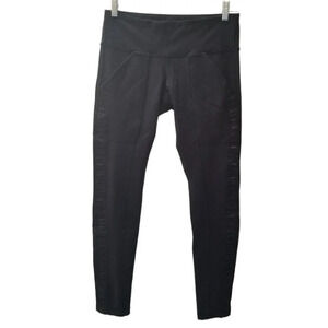 𝅺lululemon Black Side  Satin Ruffle Leggings 8